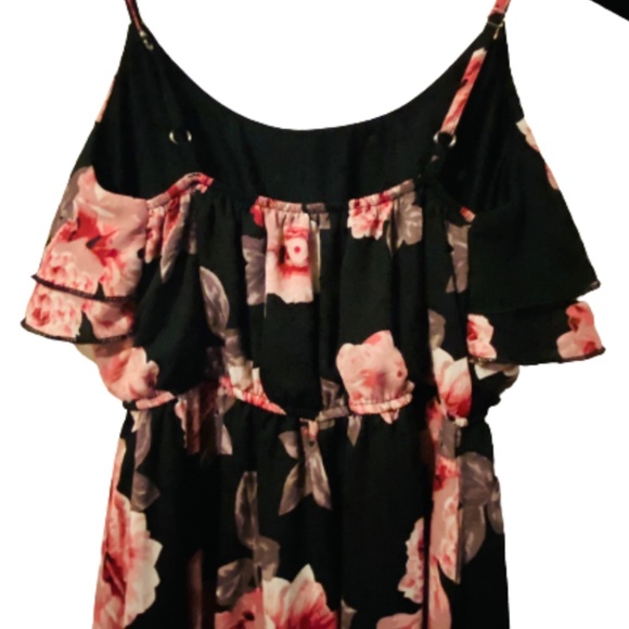 Floral Smocked Spaghetti Strap Dress with Assymetrical Hem can fit XS-S - Picture 3 of 7